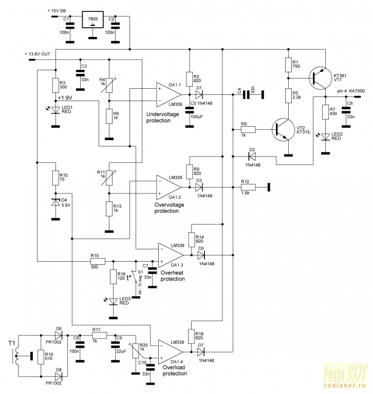 Схема компьютерного блока питания на tl494 и lm339